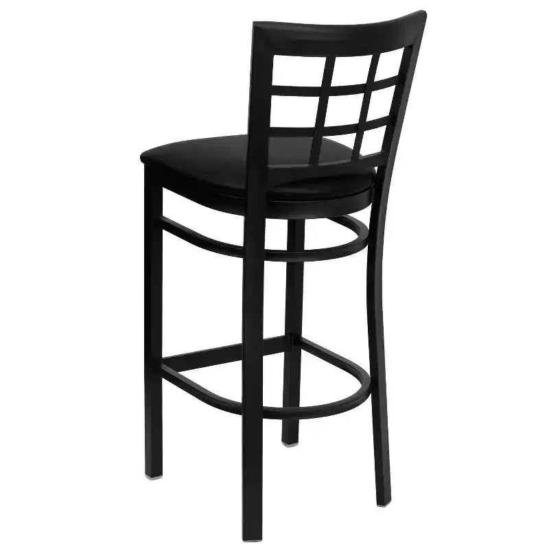 Emma and Oliver Black Window Back Metal Restaurant Dining Barstool