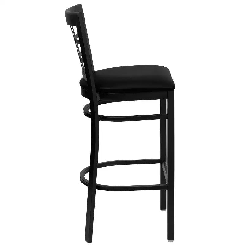 Emma and Oliver Black Window Back Metal Restaurant Dining Barstool