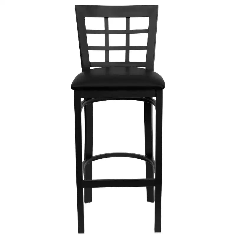 Emma and Oliver Black Window Back Metal Restaurant Dining Barstool