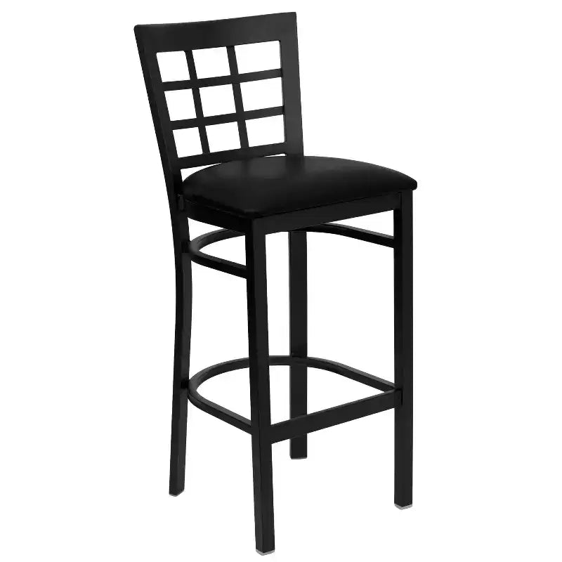 Emma and Oliver Black Window Back Metal Restaurant Dining Barstool