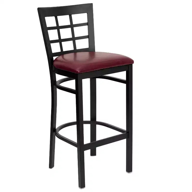 Emma and Oliver Black Window Back Metal Restaurant Dining Barstool