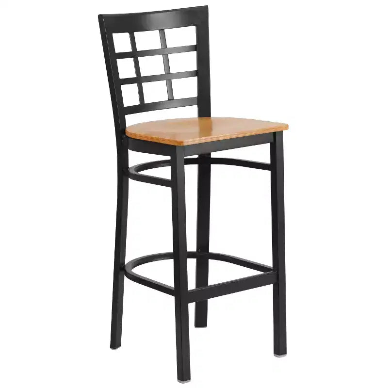 Emma and Oliver Black Window Back Metal Restaurant Dining Barstool