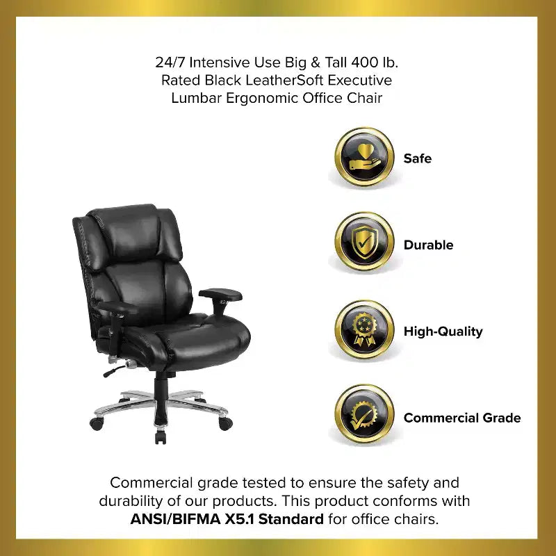 Emma and Oliver 24/7 400 lb. Big & Tall High Back Tufted Lumbar Knob Ergonomic Office Chair