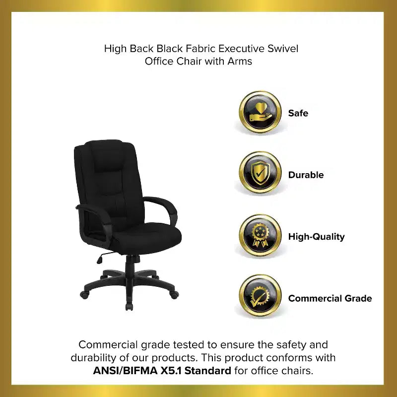 Emma and Oliver High Back Multi-Line Stitch Executive Swivel Office Chair with Arms