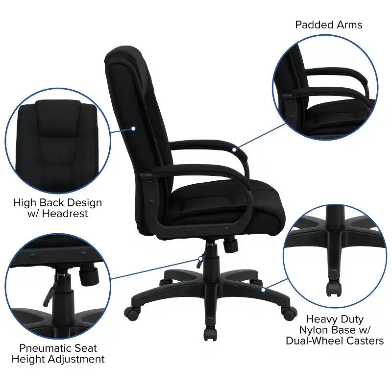 Emma and Oliver High Back Multi-Line Stitch Executive Swivel Office Chair with Arms
