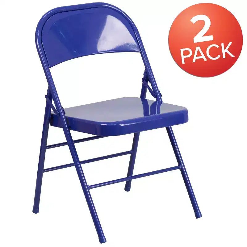 Emma and Oliver 2 Pack Home & Office Colorful Metal Folding Chair Teen and Event Seating