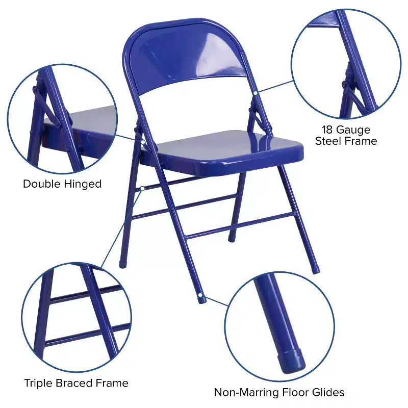 Emma and Oliver 2 Pack Home & Office Colorful Metal Folding Chair Teen and Event Seating