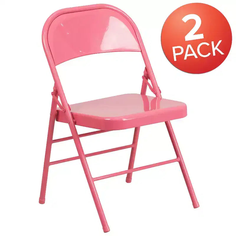 Emma and Oliver 2 Pack Home & Office Colorful Metal Folding Chair Teen and Event Seating