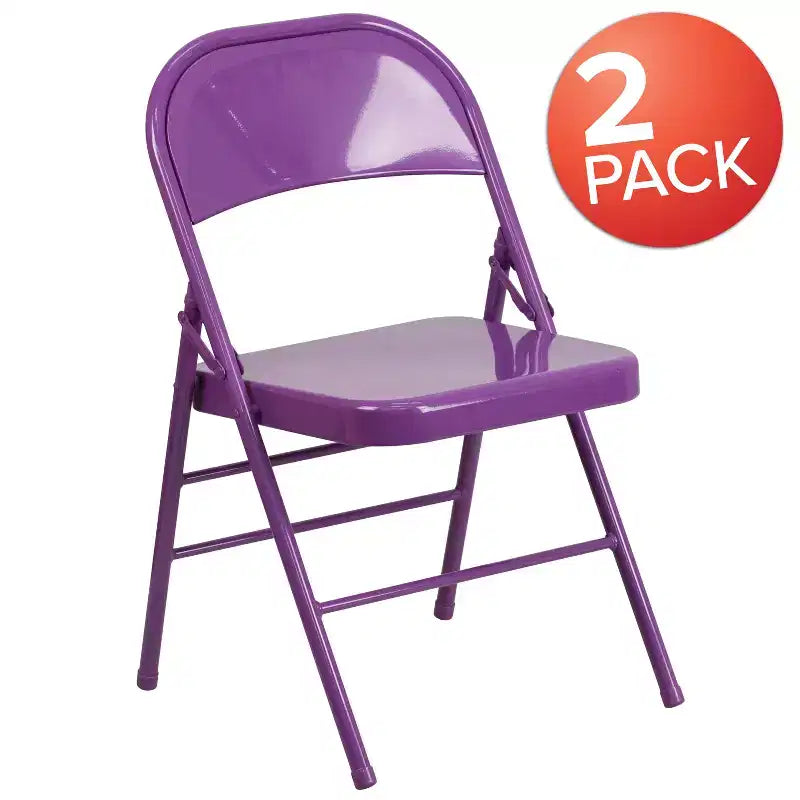 Emma and Oliver 2 Pack Home & Office Colorful Metal Folding Chair Teen and Event Seating