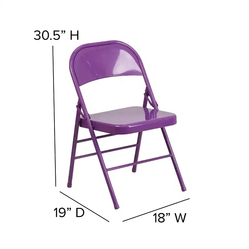 Emma and Oliver 2 Pack Home & Office Colorful Metal Folding Chair Teen and Event Seating