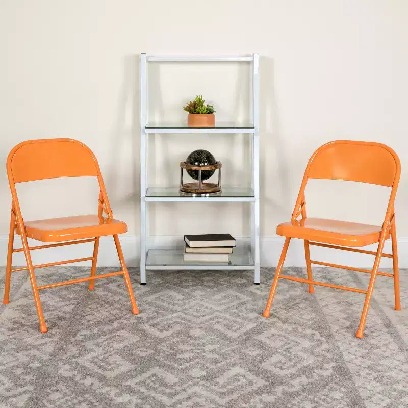 Emma and Oliver 2 Pack Home & Office Colorful Metal Folding Chair Teen and Event Seating