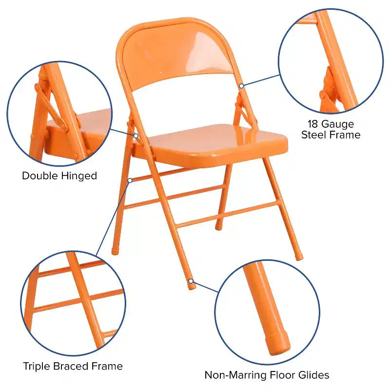 Emma and Oliver 2 Pack Home & Office Colorful Metal Folding Chair Teen and Event Seating