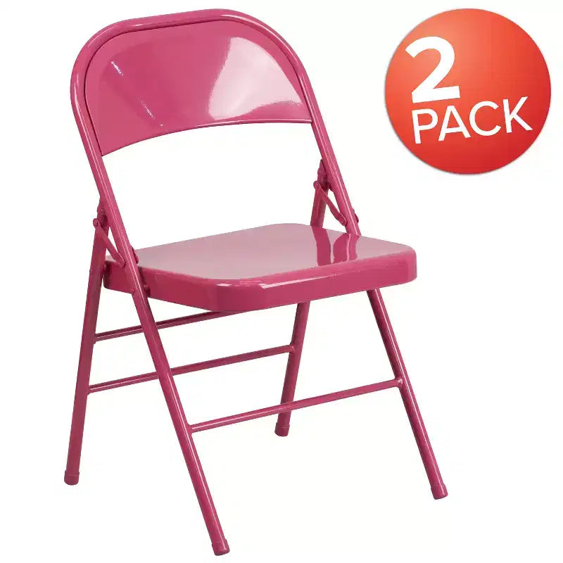Emma and Oliver 2 Pack Home & Office Colorful Metal Folding Chair Teen and Event Seating