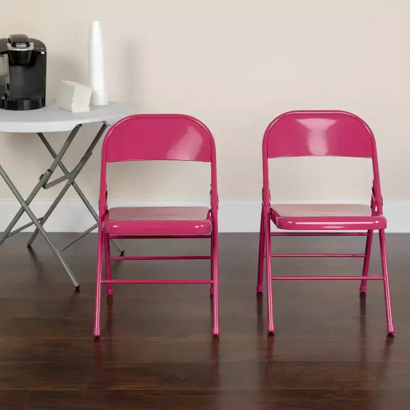 Emma and Oliver 2 Pack Home & Office Colorful Metal Folding Chair Teen and Event Seating