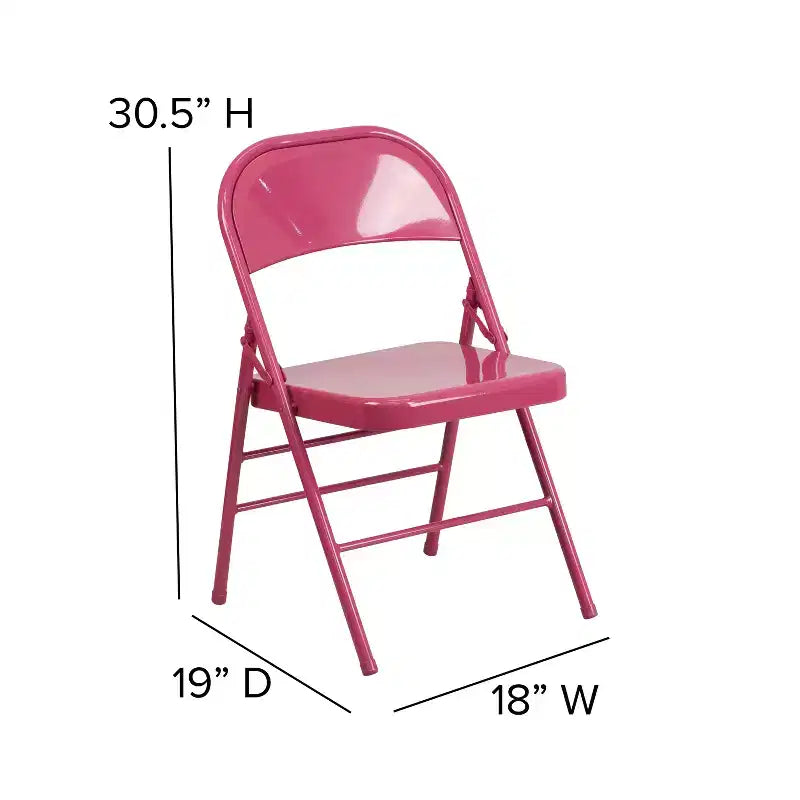 Emma and Oliver 2 Pack Home & Office Colorful Metal Folding Chair Teen and Event Seating
