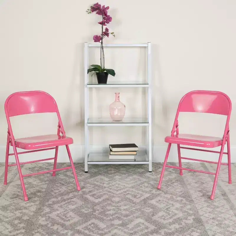 Emma and Oliver 2 Pack Home & Office Colorful Metal Folding Chair Teen and Event Seating