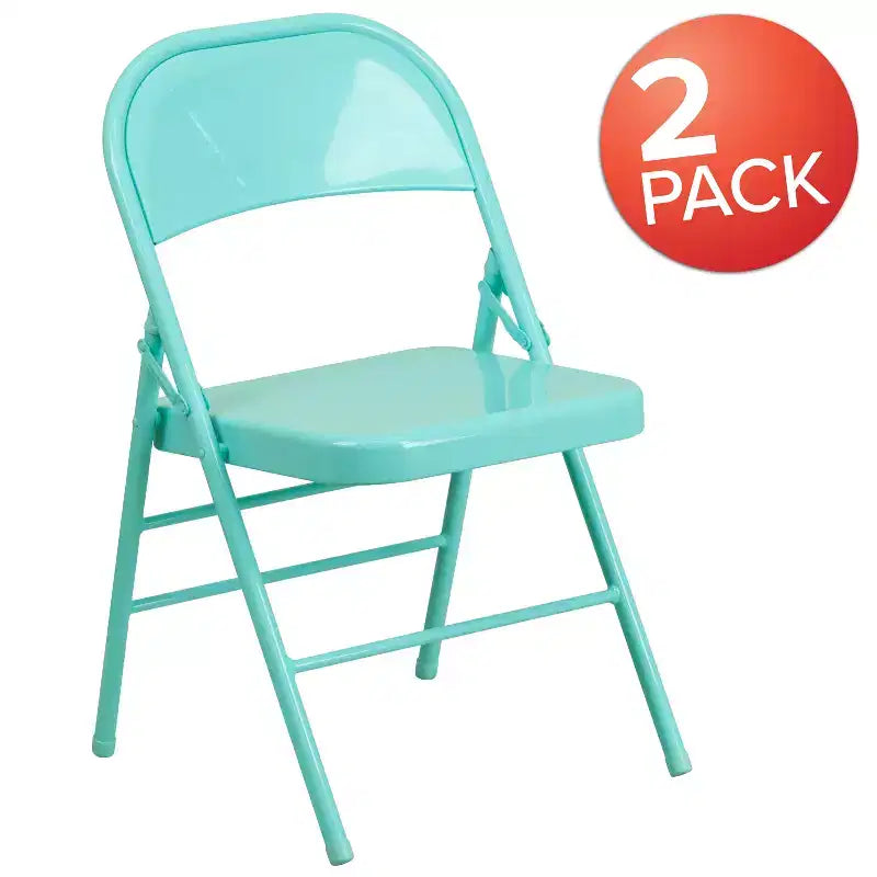 Emma and Oliver 2 Pack Home & Office Colorful Metal Folding Chair Teen and Event Seating