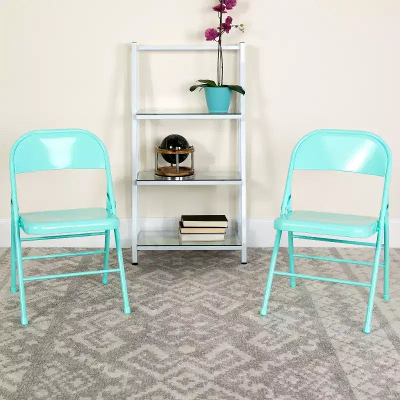 Emma and Oliver 2 Pack Home & Office Colorful Metal Folding Chair Teen and Event Seating