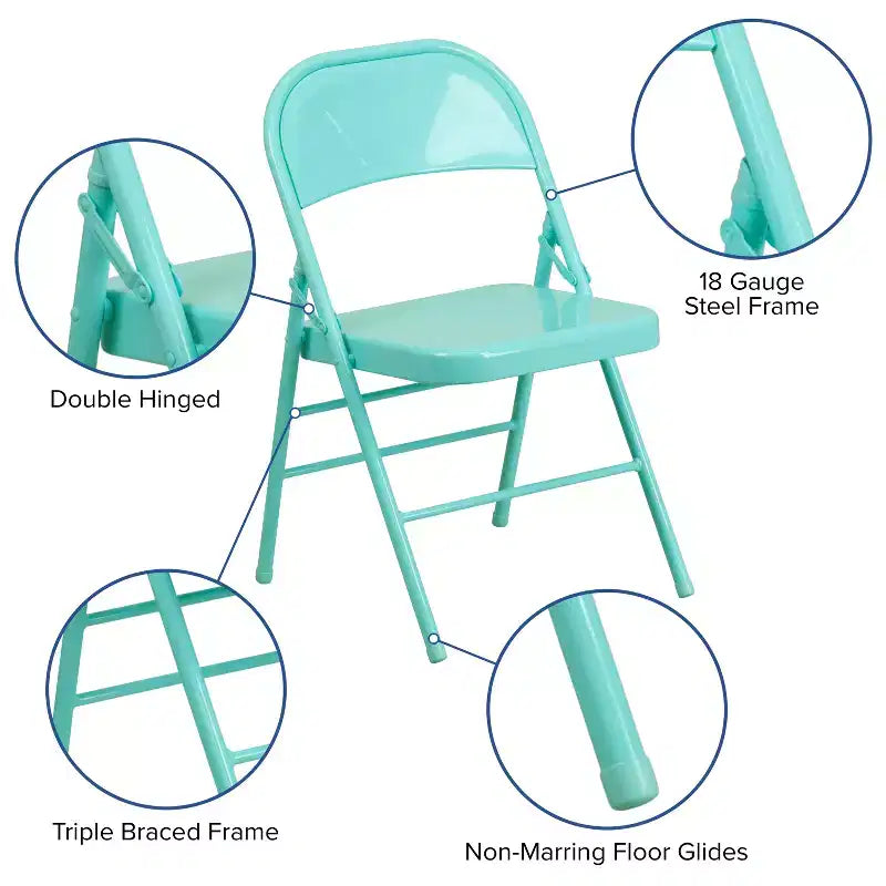 Emma and Oliver 2 Pack Home & Office Colorful Metal Folding Chair Teen and Event Seating