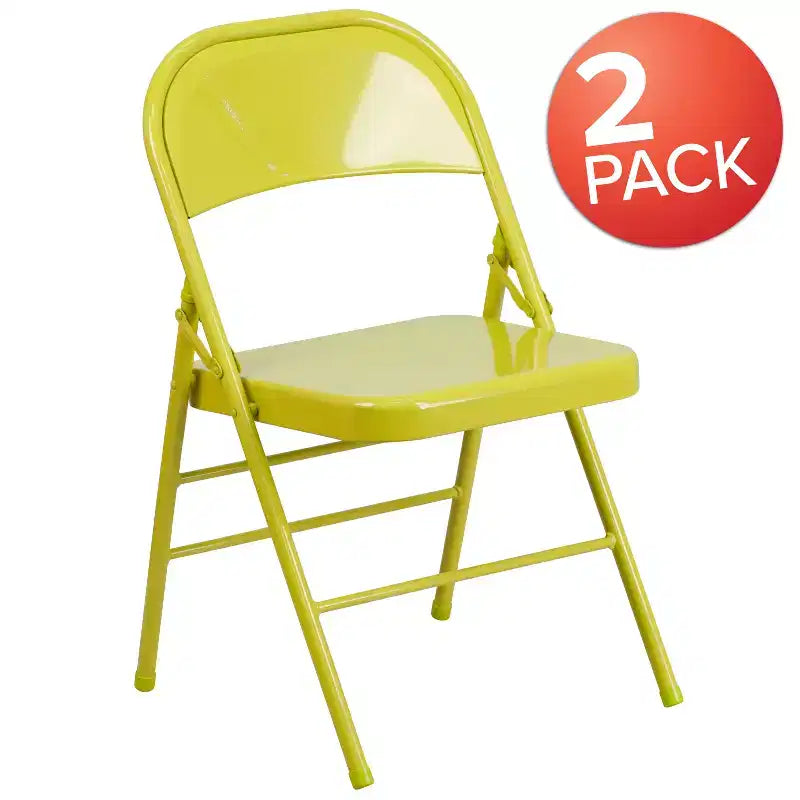 Emma and Oliver 2 Pack Home & Office Colorful Metal Folding Chair Teen and Event Seating