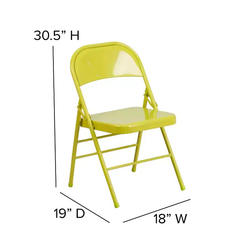 Emma and Oliver 2 Pack Home & Office Colorful Metal Folding Chair Teen and Event Seating