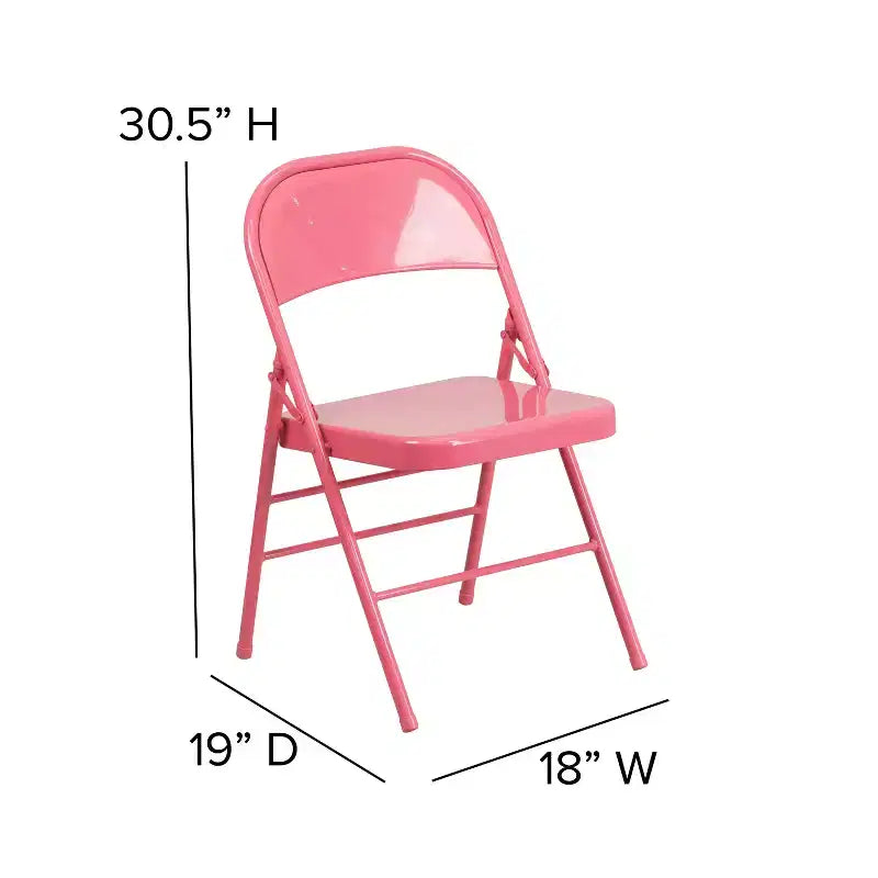 Emma and Oliver 2 Pack Home & Office Colorful Metal Folding Chair Teen and Event Seating