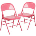 Emma and Oliver 2 Pack Home & Office Colorful Metal Folding Chair Teen and Event Seating