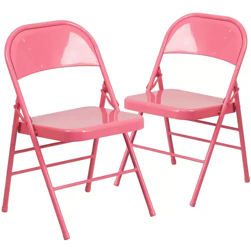Emma and Oliver 2 Pack Home & Office Colorful Metal Folding Chair Teen and Event Seating