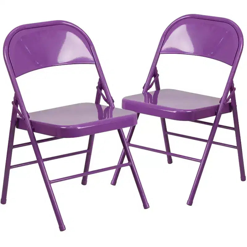 Emma and Oliver 2 Pack Home & Office Colorful Metal Folding Chair Teen and Event Seating