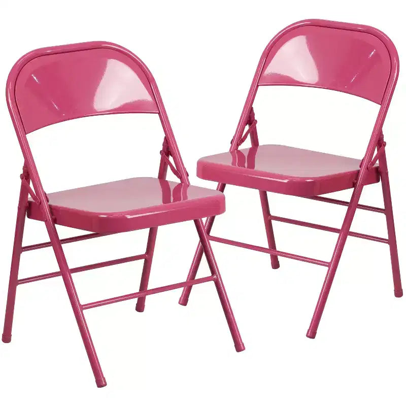 Emma and Oliver 2 Pack Home & Office Colorful Metal Folding Chair Teen and Event Seating