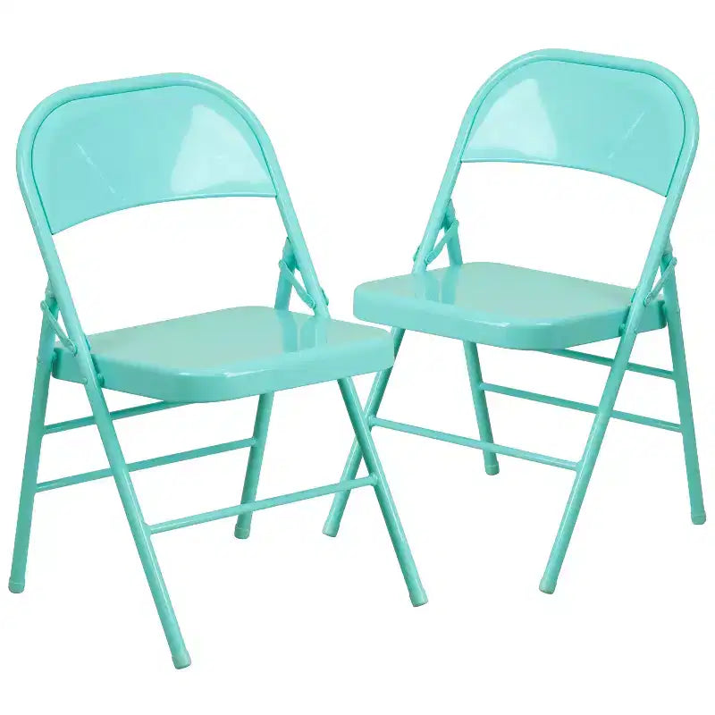 Emma and Oliver 2 Pack Home & Office Colorful Metal Folding Chair Teen and Event Seating