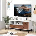 Costway Mid-Century TV Stand Media Entertainment Center Console w/2 Cubbies & 3 Drawers