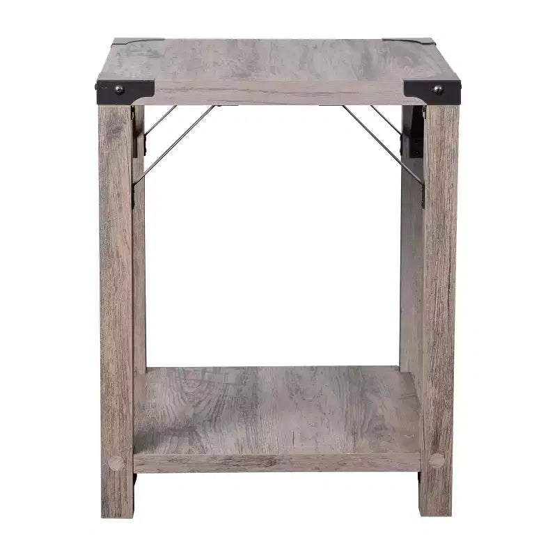 Emma and Oliver Engineered Wood Modern Farmhouse End Table with Metal Accents