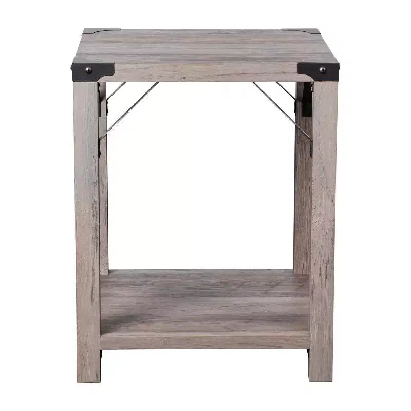 Emma and Oliver Engineered Wood Modern Farmhouse End Table with Metal Accents