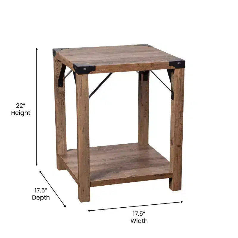 Emma and Oliver Engineered Wood Modern Farmhouse End Table with Metal Accents