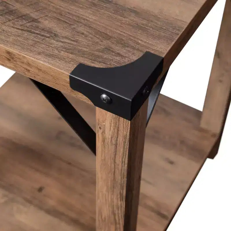 Emma and Oliver Engineered Wood Modern Farmhouse End Table with Metal Accents