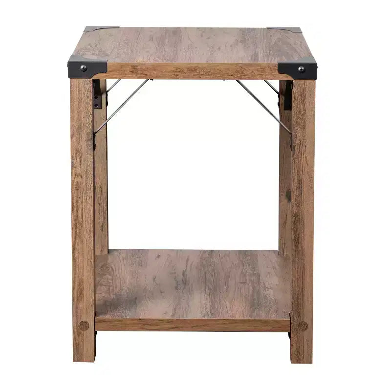 Emma and Oliver Engineered Wood Modern Farmhouse End Table with Metal Accents