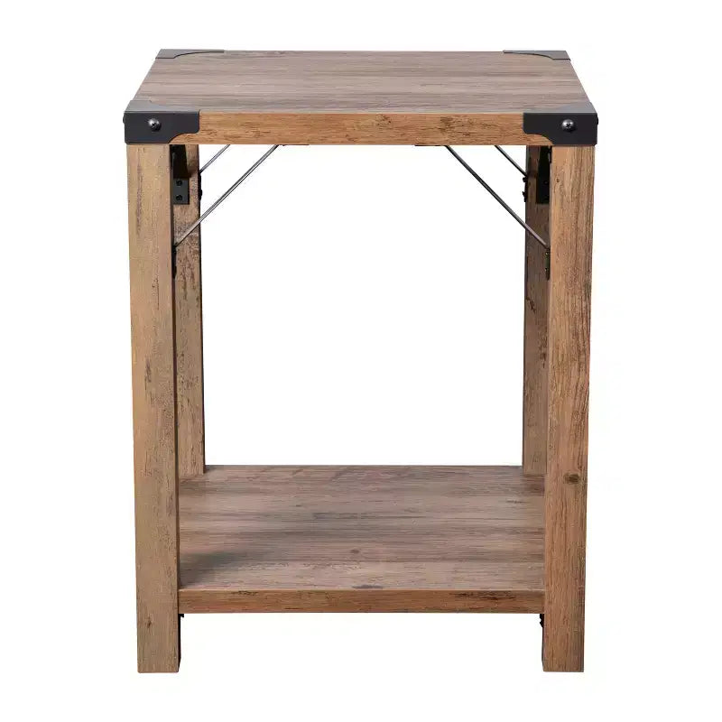 Emma and Oliver Engineered Wood Modern Farmhouse End Table with Metal Accents
