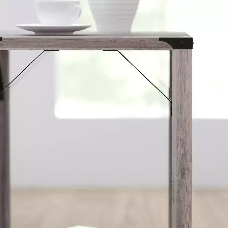 Merrick Lane Modern Farmhouse Engineered Wood End Table and Powder Coated Steel Accents