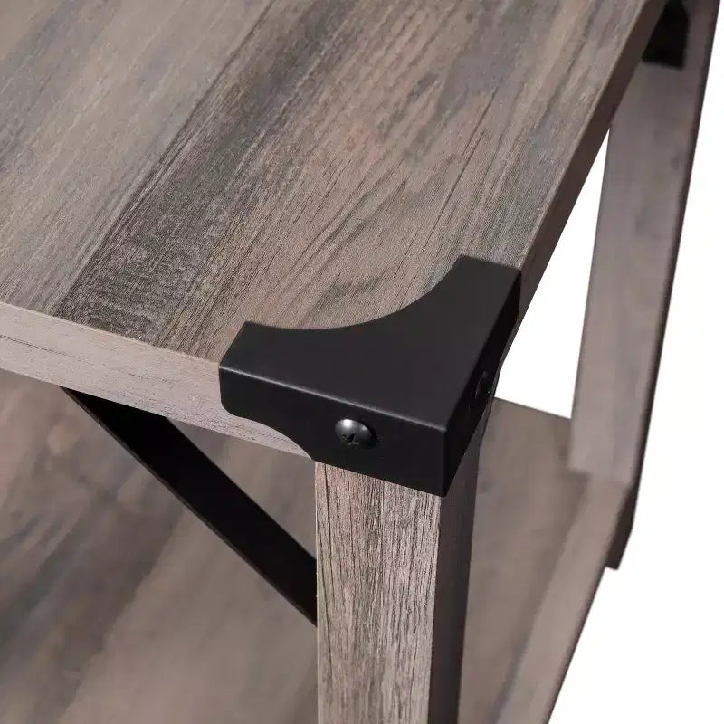 Merrick Lane Modern Farmhouse Engineered Wood End Table and Powder Coated Steel Accents