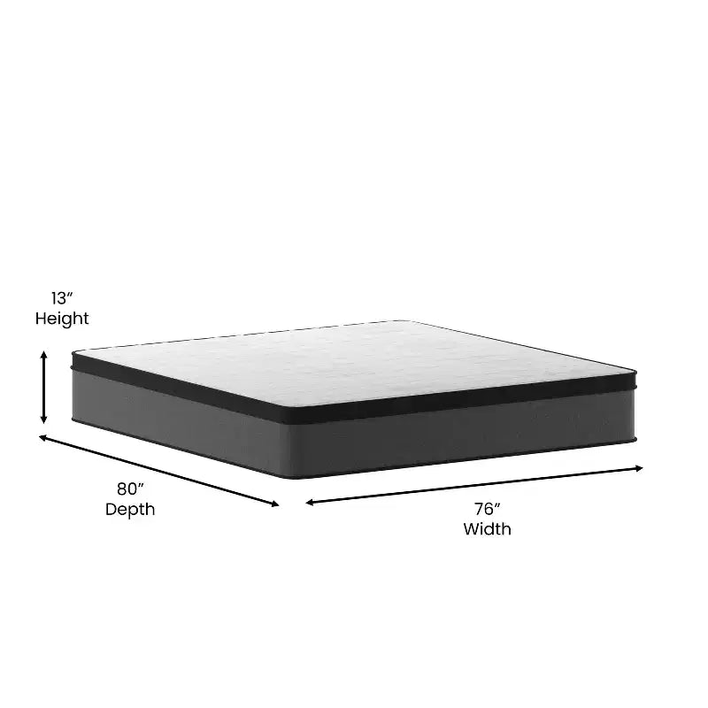 Merrick Lane Full Size 13 Euro Top Mattress in a Box with Hybrid Pocket Spring and Foam Design for Supportive Pressure Relief